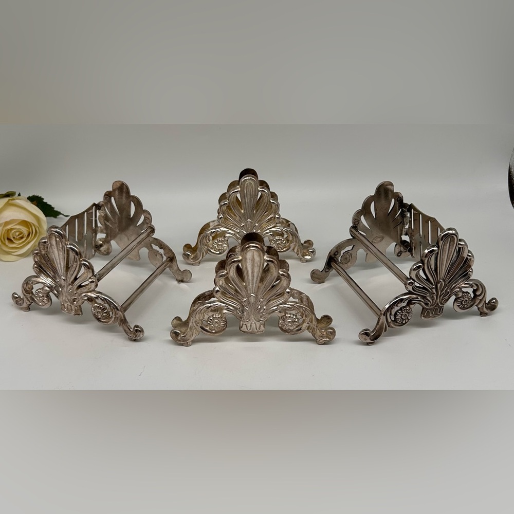 Vintage 12 Slot Silverplate Knife Holders/Cutlery/Napkin Holders - Set of 4